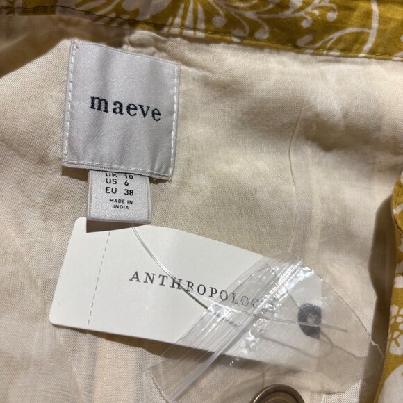 Maeve Anthropologie Womens Pleated Poplin Shorts Size 6 Chartreuse Floral - Picture 8 of 9